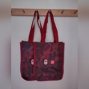 Lululemon Two Small Red Olympic Reusable Bag